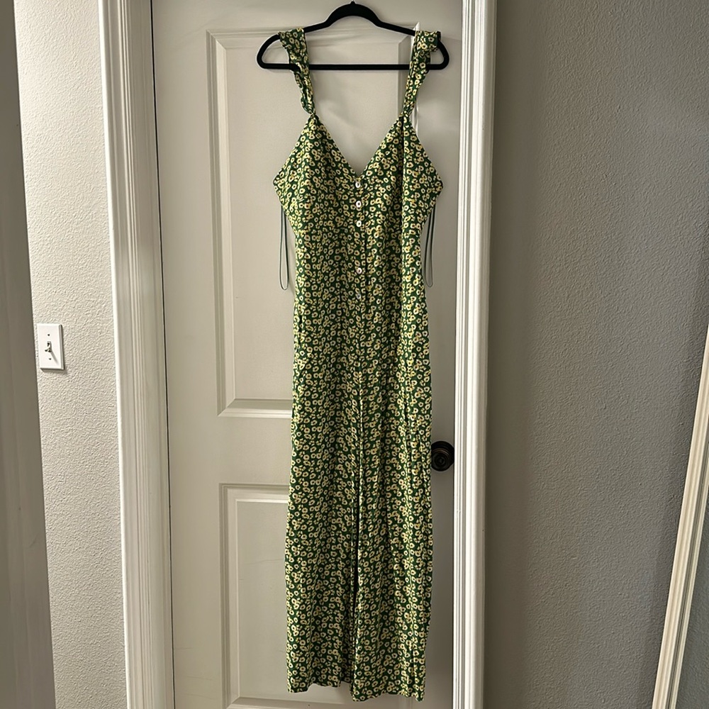 Zara Green/Yellow Floral Jumpsuit Size XL NEW